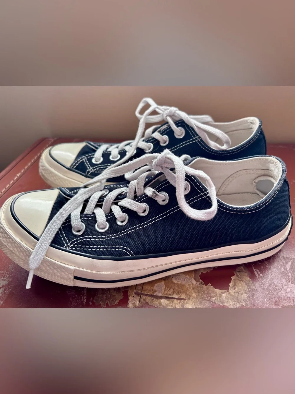 Converse| Chuck Taylor 70 Black Low Top Canvas Sneakers w/White Trim Sz 7 - Picture 6 of 11